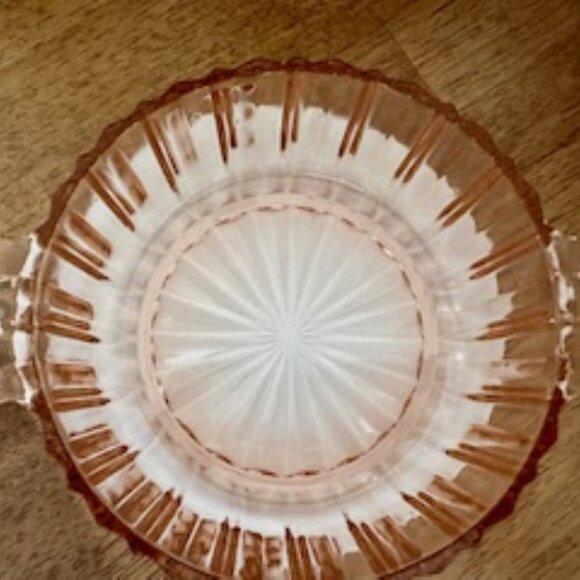 Anchor Hocking Pink Depression Glass Bowl – Vintage Handled Ribbed Dish 1930s–40 - Picture 6 of 6